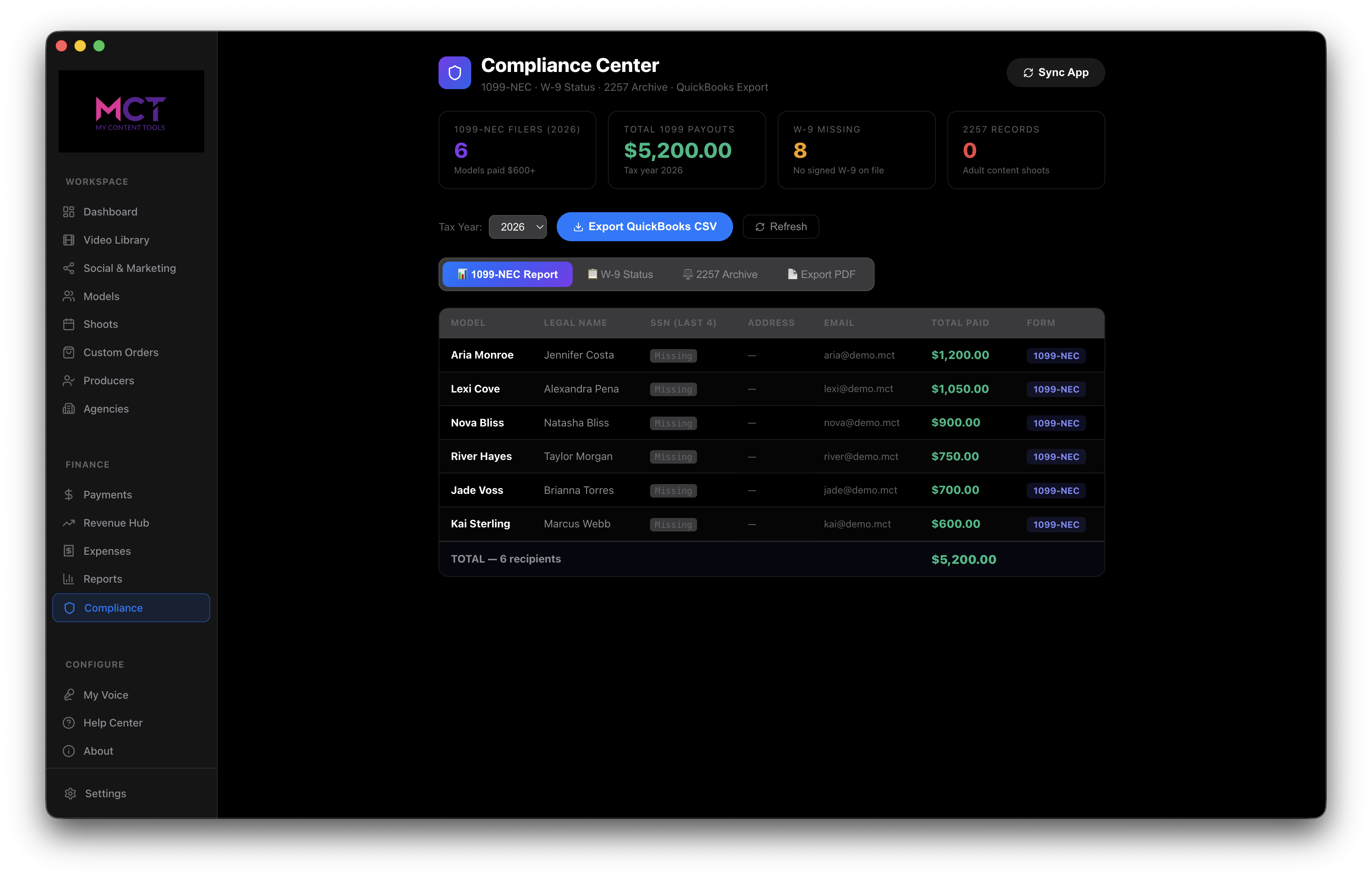 Compliance Center in My Content Tools
