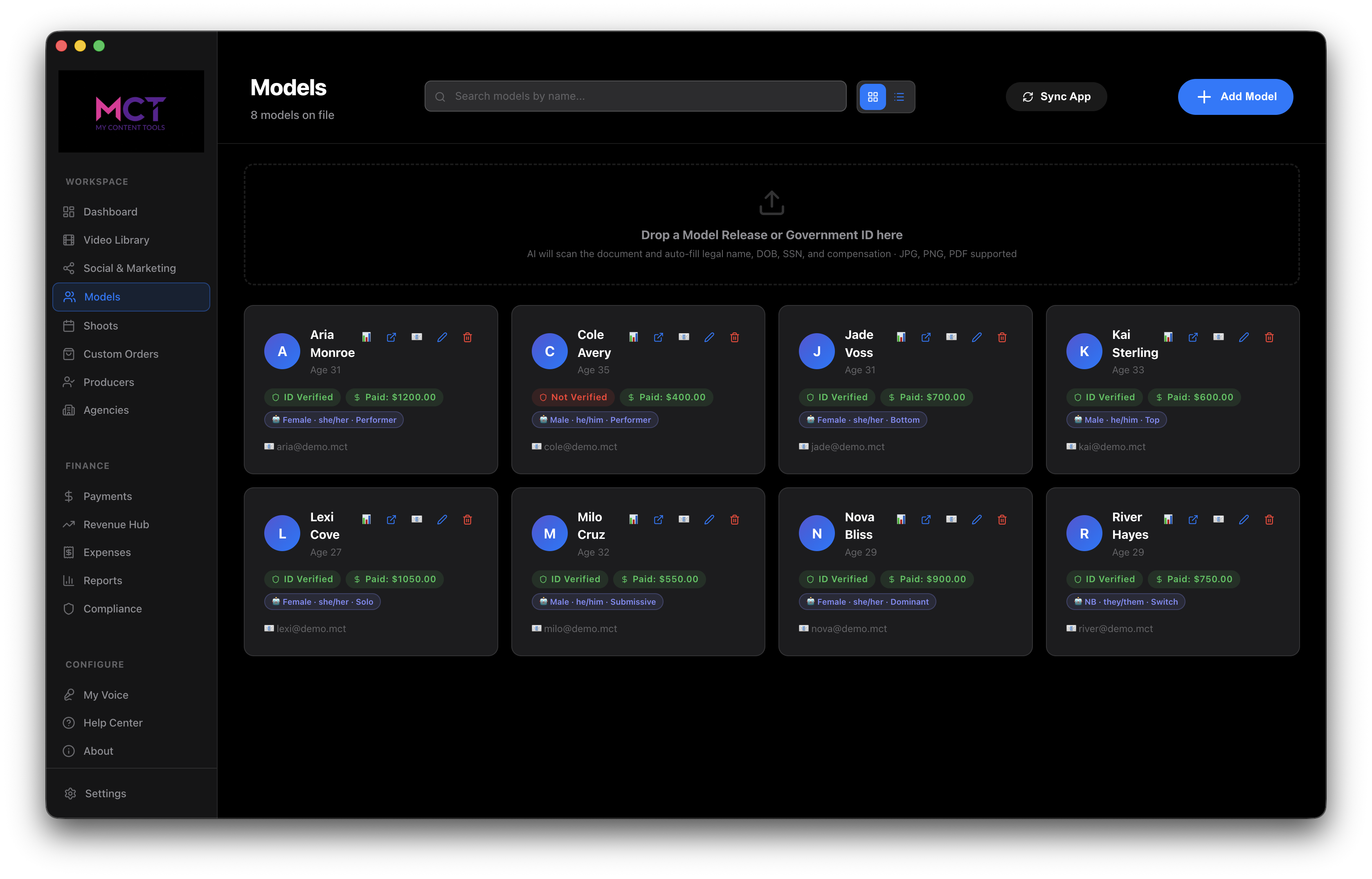 Model management in My Content Tools