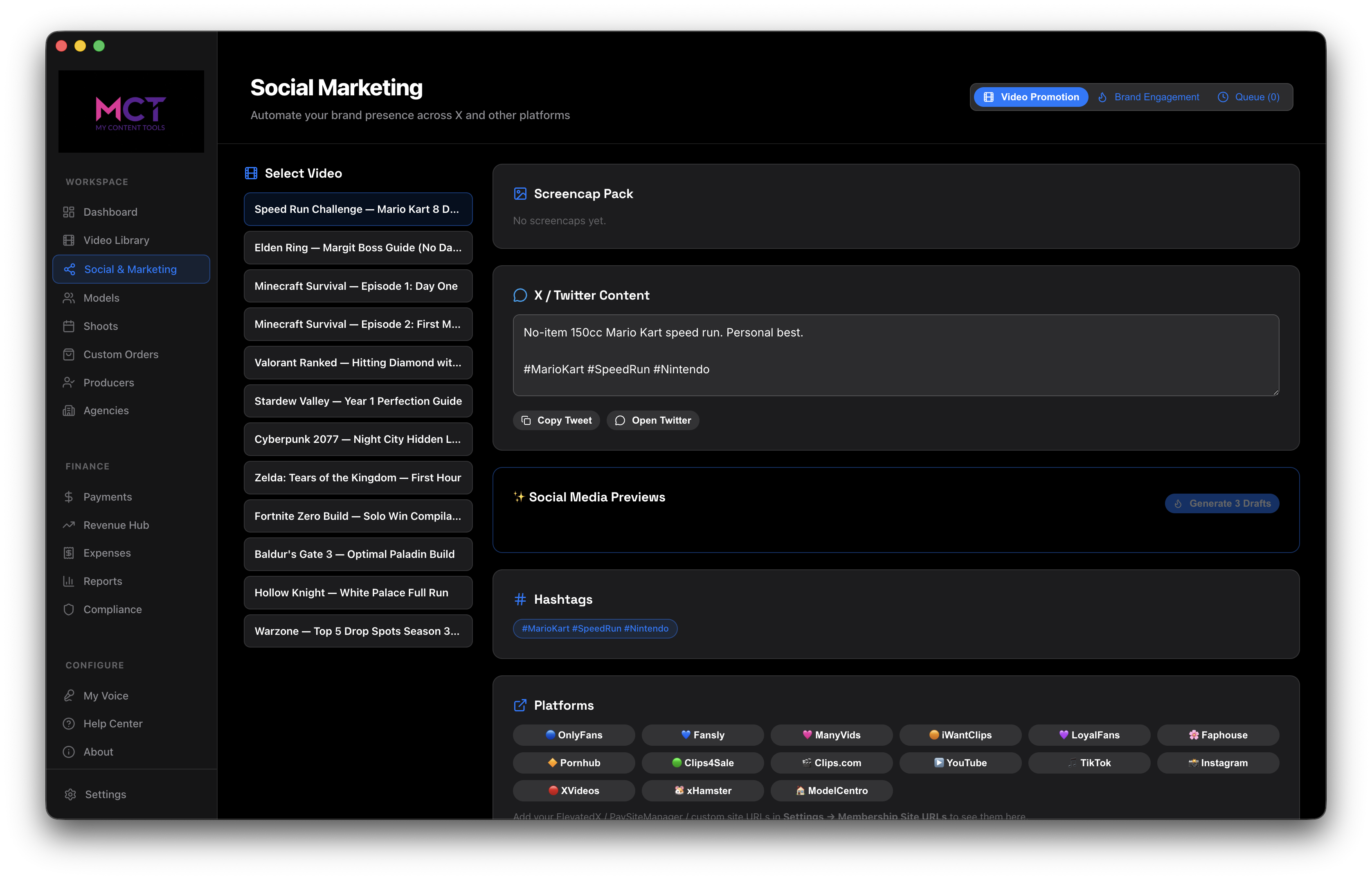Social Marketing in My Content Tools
